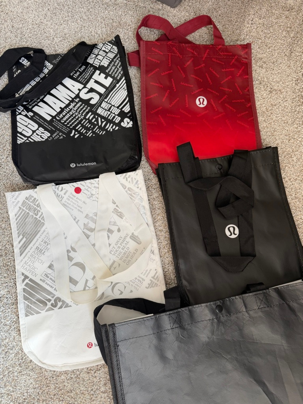 Lululemon Reusable Shopping Bag Bundle Set of 5